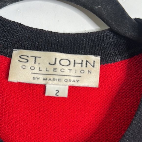 ST . John collection by Marie gray red black Santana knit cardigan size 2 - Picture 8 of 11